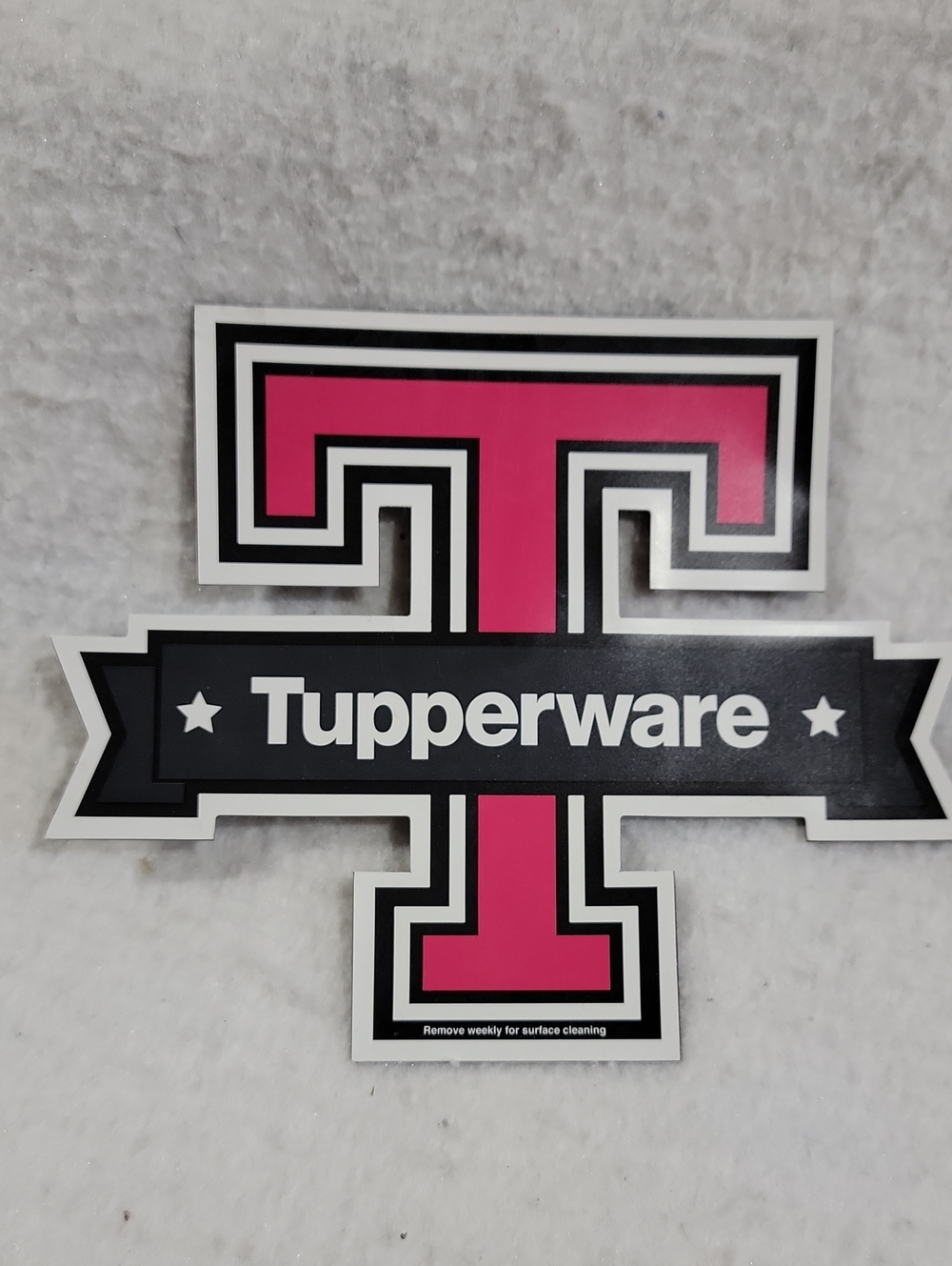 Tupperware Pink and Black Banner Logo Magnet- Kitchen- Car